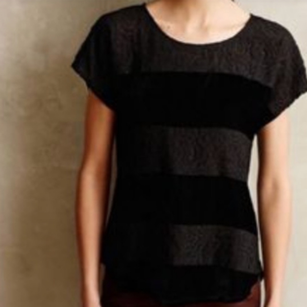 Dolan Anthro Velvet Lace Striped Tee